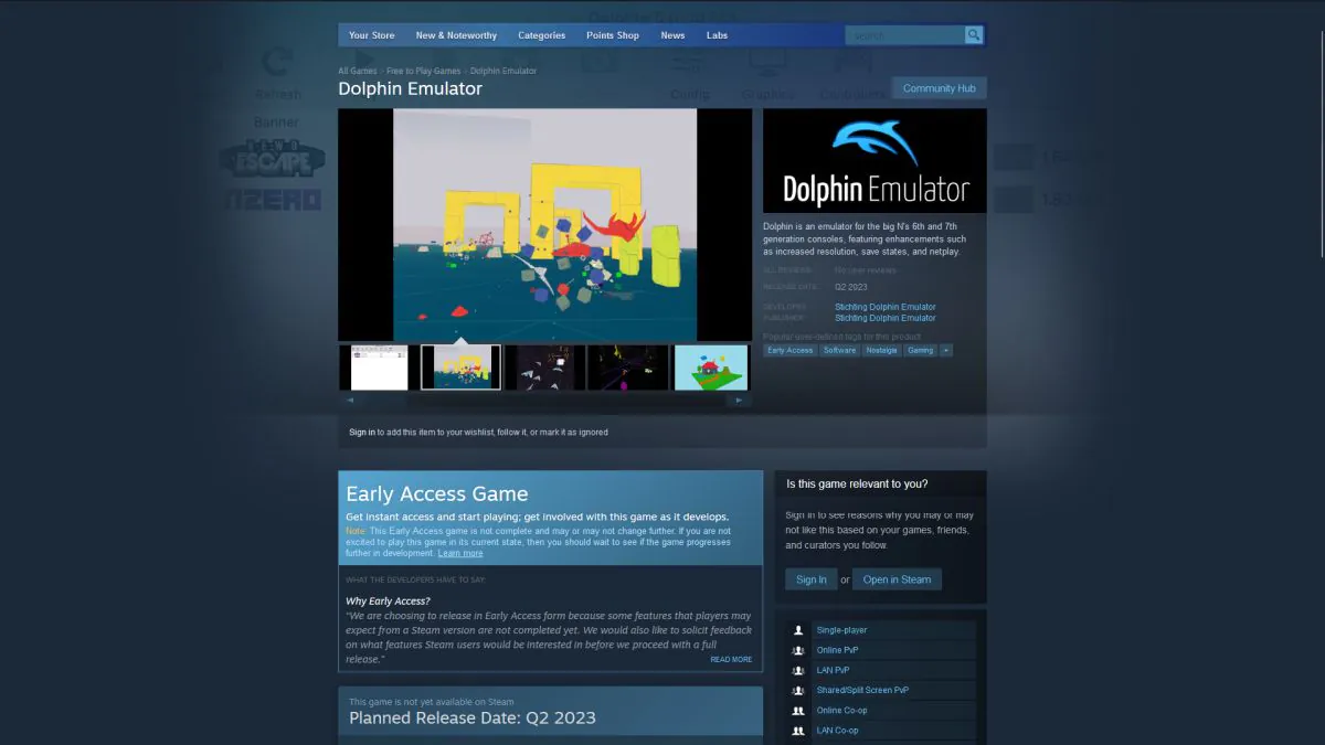 Эмулятор Dolphin всё-таки не появится в Steam