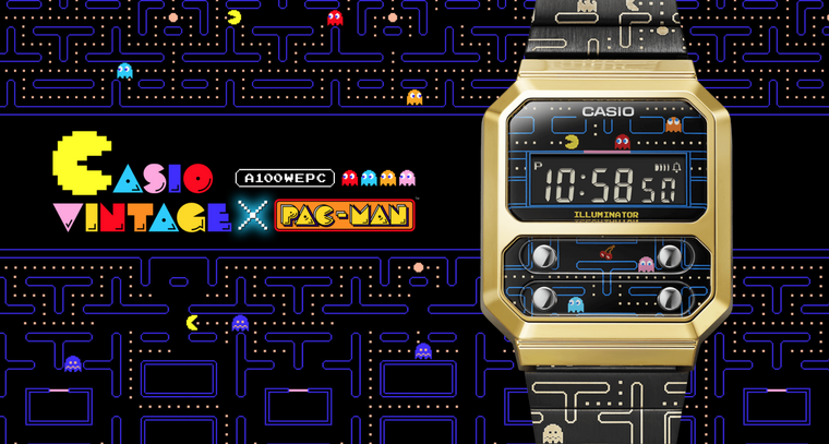 Casio представила винтажную версию часов A100 стилизованную под игру Pac-Man