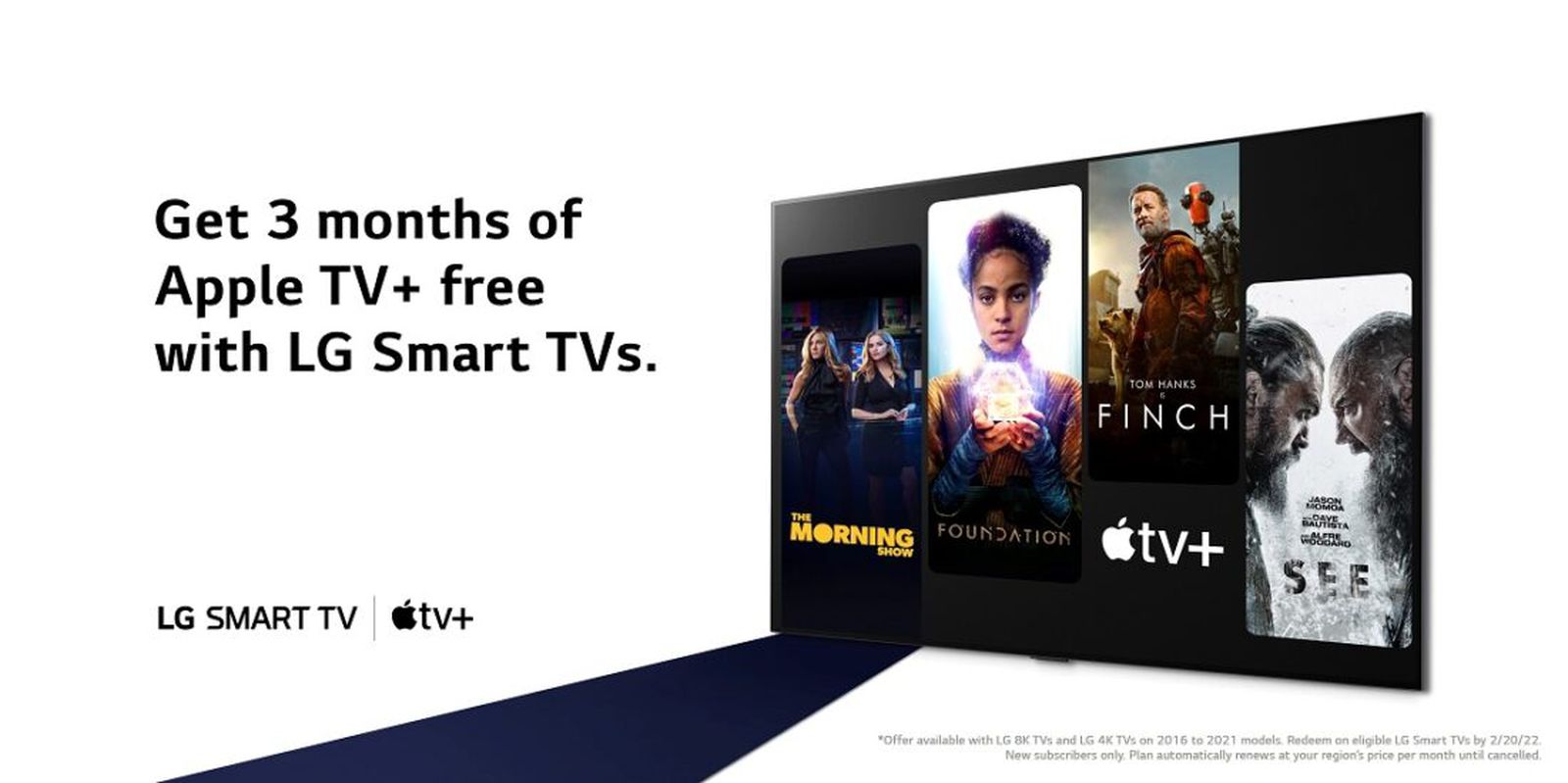LG предлагает бесплатную трехмесячную пробную версию Apple TV+ на Smart TV 2016 года и новее