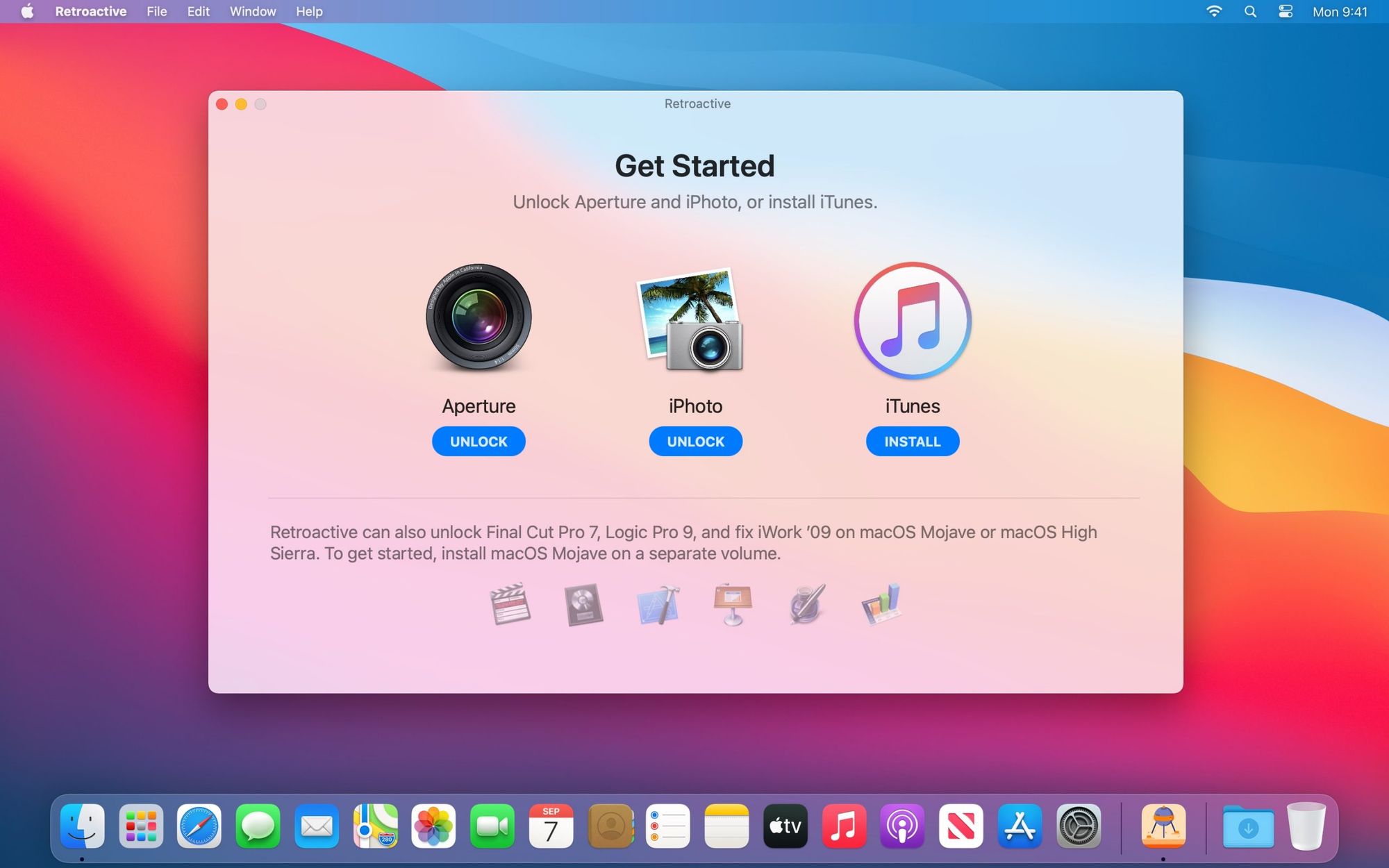 Retroactive помощник в установке Aperture, iPhoto и iTunes в macOS Ventura