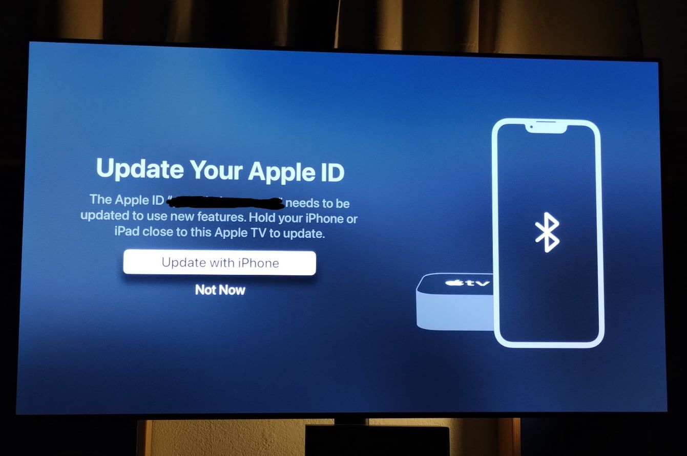 Apple TV требует использовать iPhone или iPad для обновления Apple ID