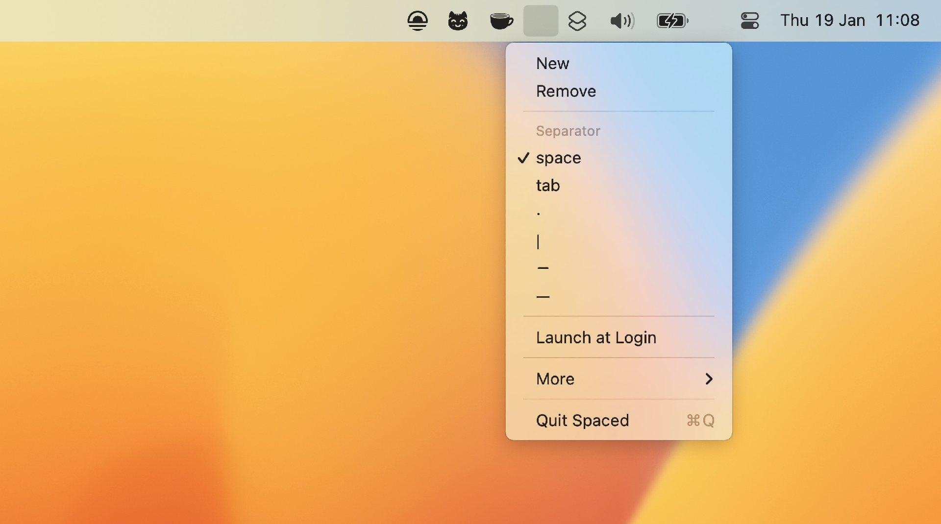Мини-приложение Spaced поможет навести порядок в строке меню Mac
