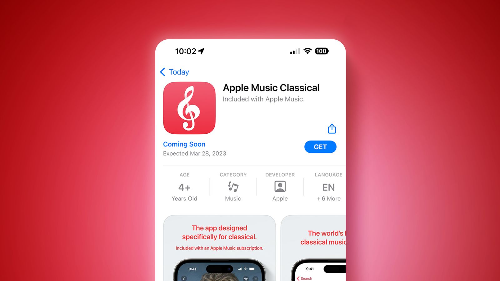 Приложение Apple Music Classical стало доступно для предварительного скачивания в App Store