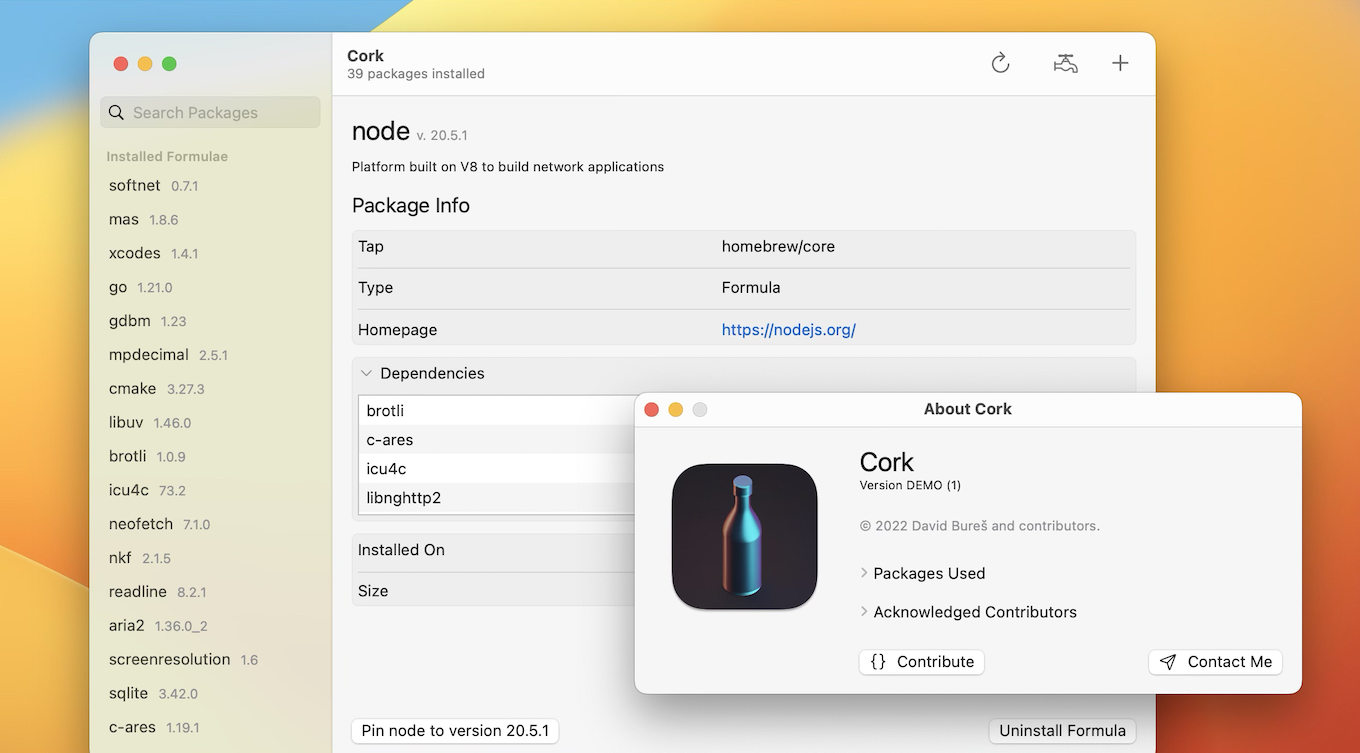 Cork – графический интерфейс для работы с HomeBrew