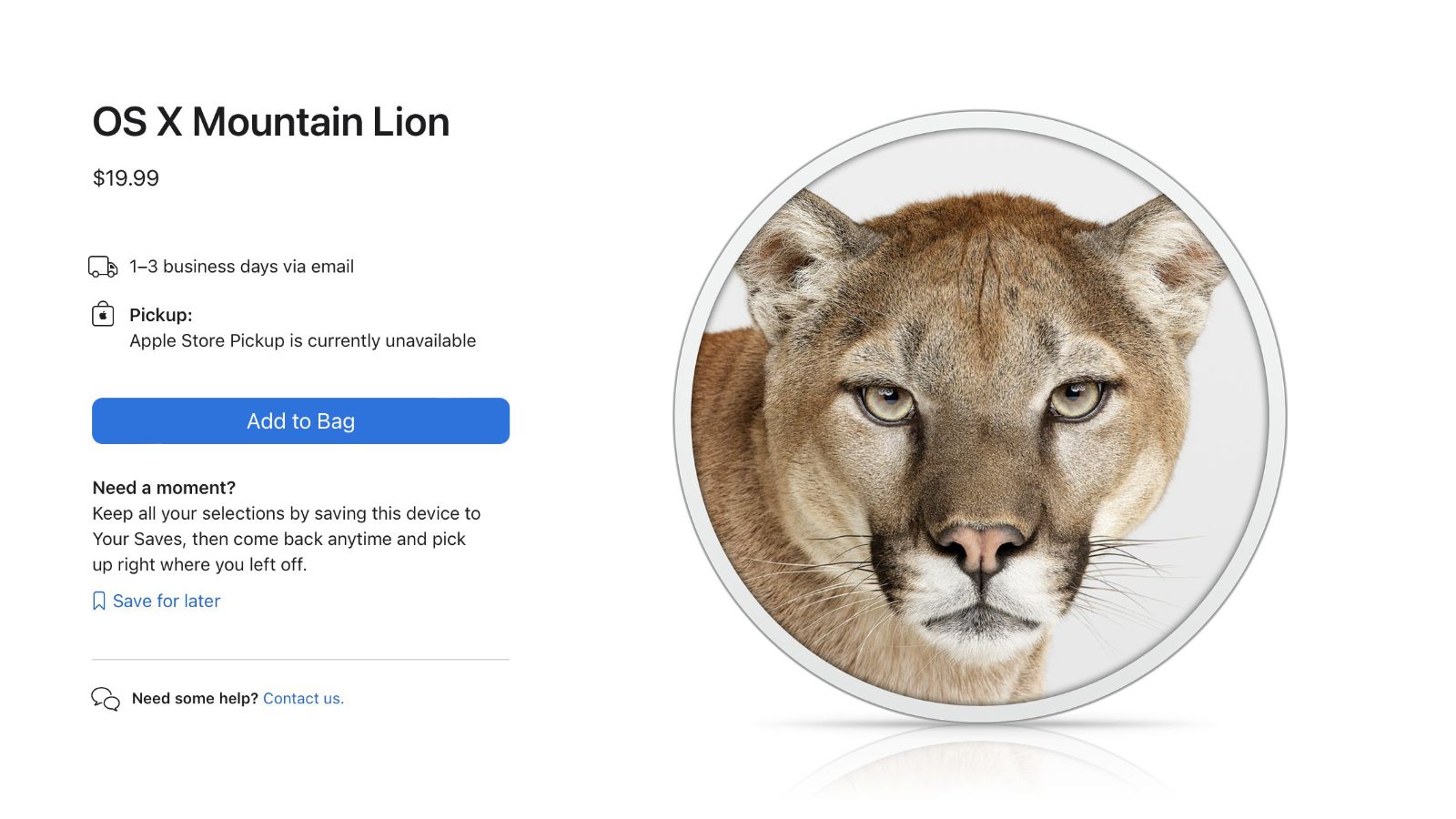 Вы больше не сможете купить OS X Mountain Lion в интернет-магазине Apple