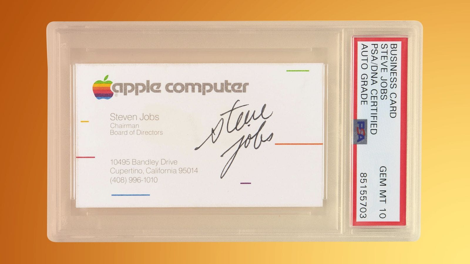 Визитную карточку с автографом Стива Джобса продали на аукционе за 180 000 долларов