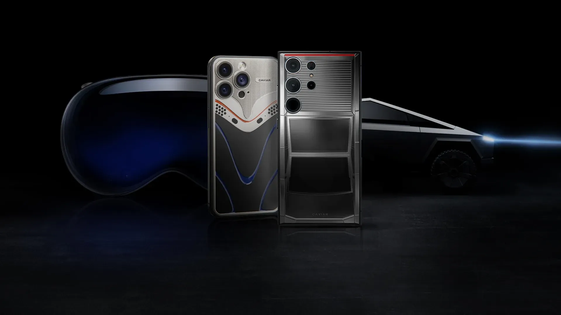 Caviar представила смартфоны iPhone 15 Pro и Galaxy S24 Ultra в стиле Apple Vision Pro и Tesla Cybertruck