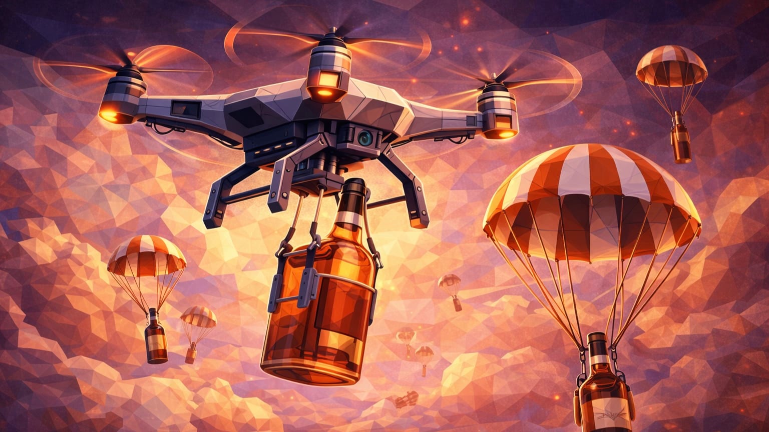 Пиво с небес: в Калифорнии создали дрон для десантирования алкоголя на парашютах
