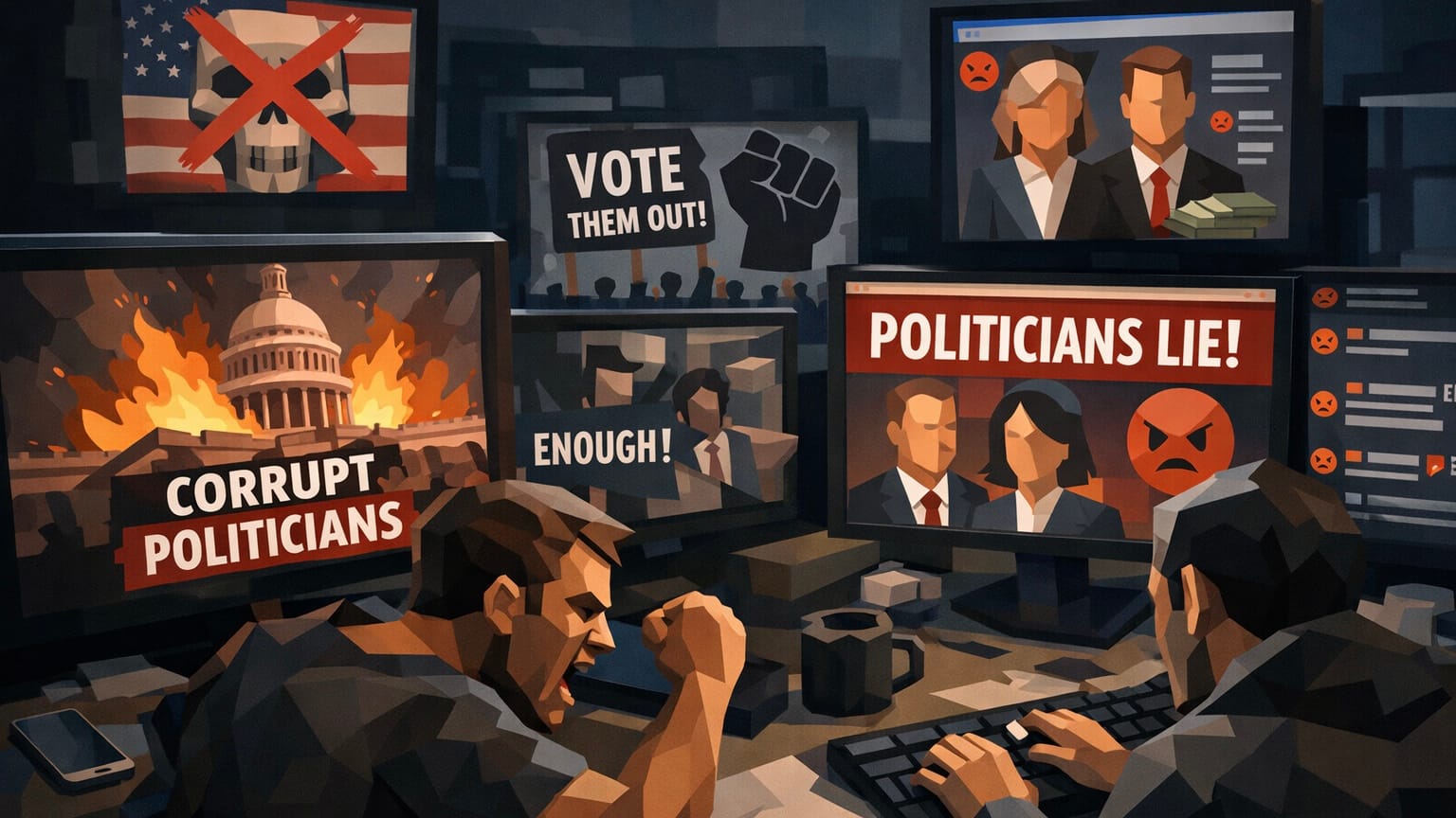 Злость на политиков в США всё больше выходит в онлайн