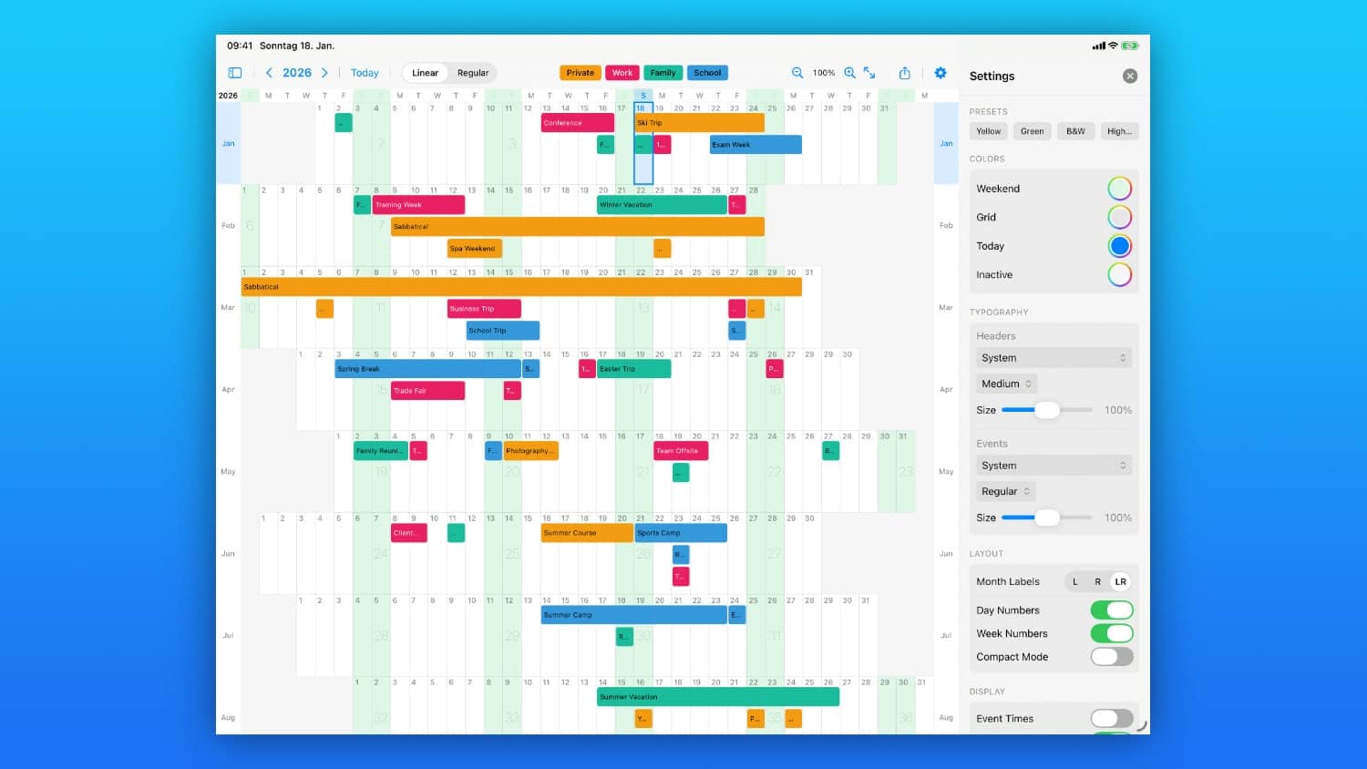 Lineár Calendar: весь год на одном экране