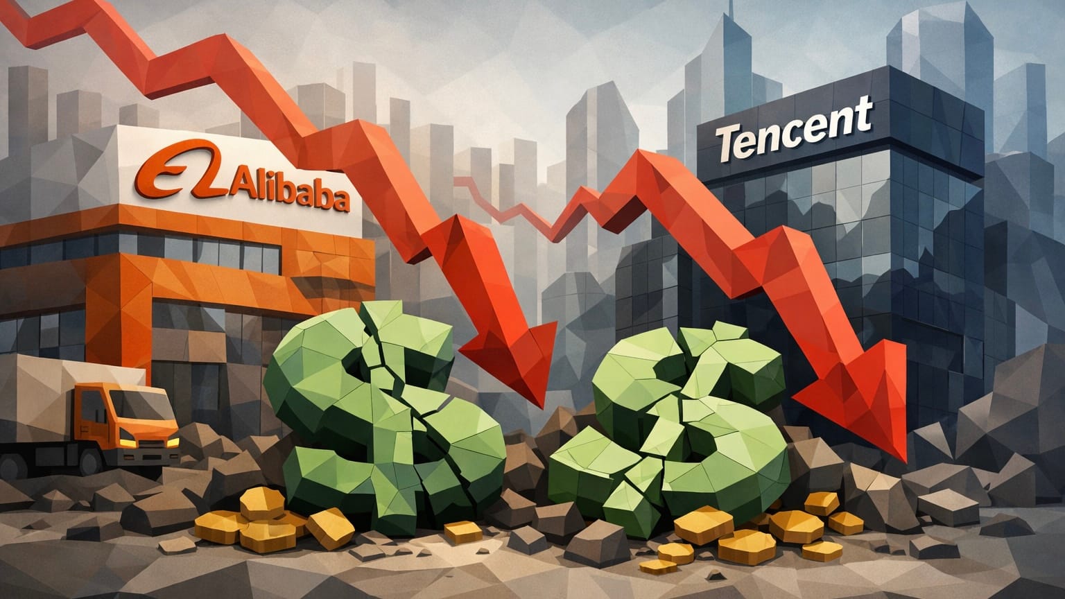 Китайские Alibaba и Tencent потеряли $66 млрд капитализации из-за неясных перспектив монетизации ИИ