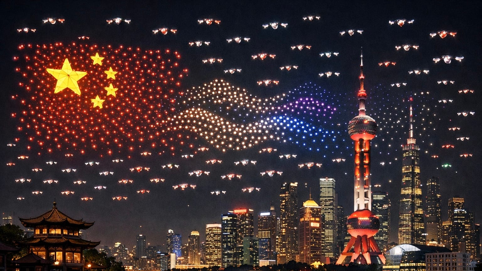 В Китае установили новый мировой рекорд: в небо одновременно подняли более 22 000 дронов