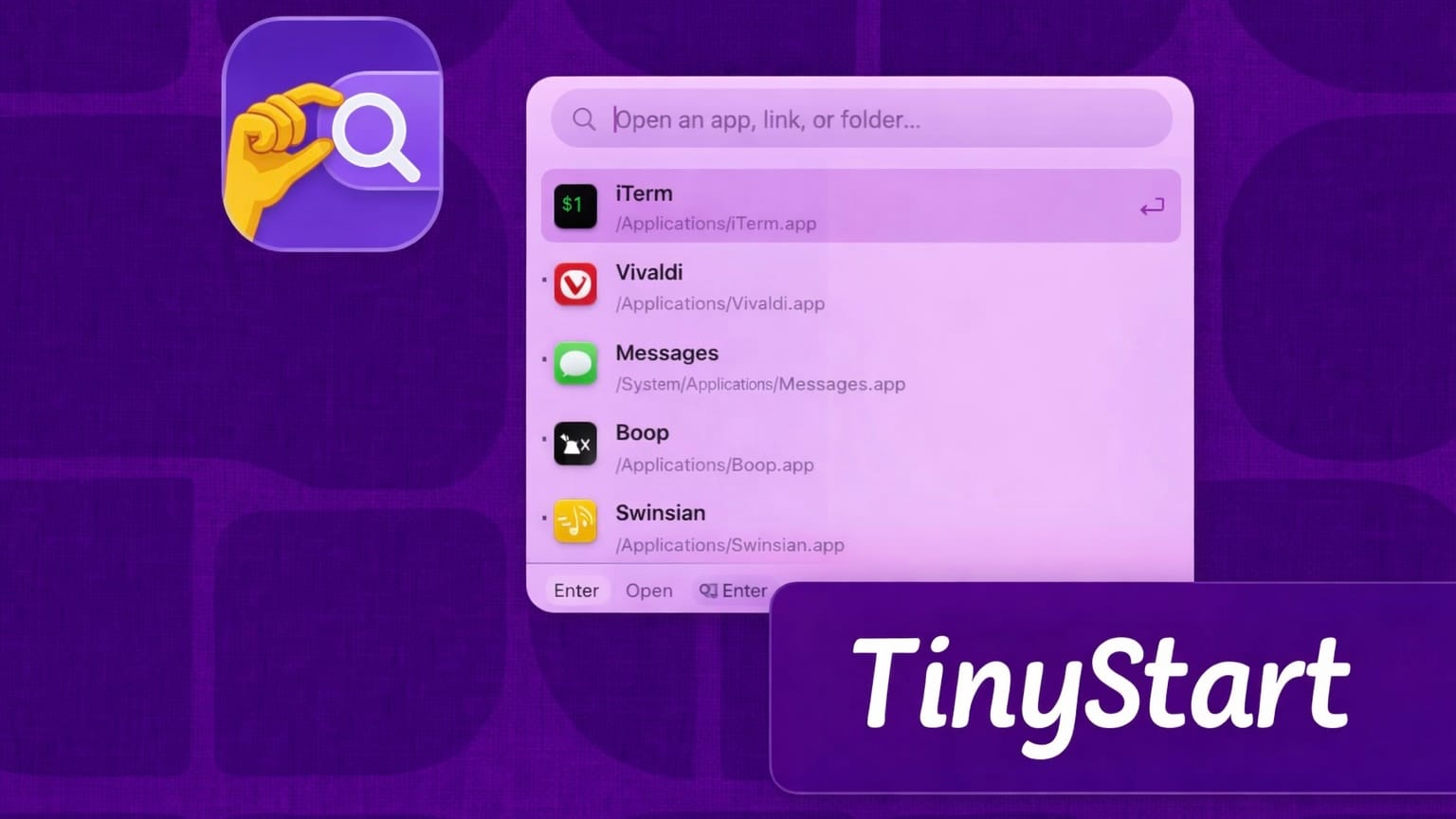 TinyStart: лёгкий лаунчер для Mac, который заменит LaunchBar