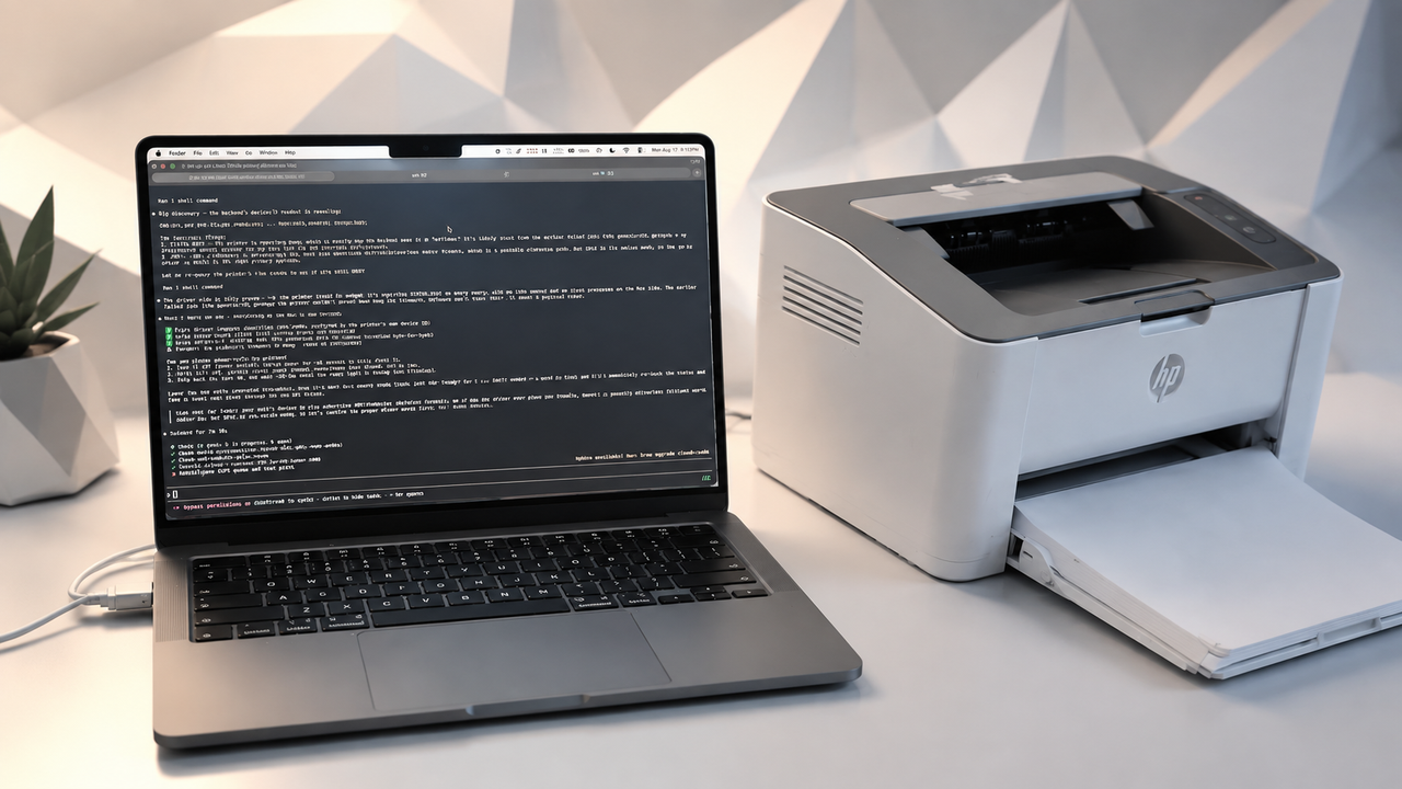 Claude помог адаптировать драйвер HP Laser 1008a для macOS