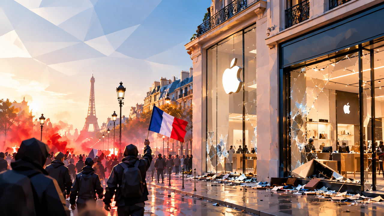 Два магазина Apple пострадали при протестах во Франции